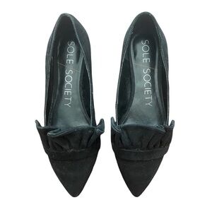 Sole Society SO-Kamber Black Suede Flats with Ruffle Detail size 9